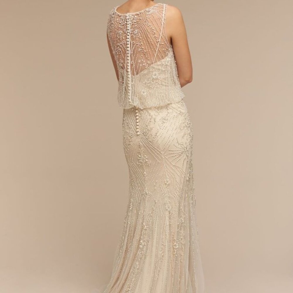 BHLDN Jacinda Wedding Gown Size 4, 6, 8 NEW Art Deco 1920's Beaded - Picture 2 of 13
